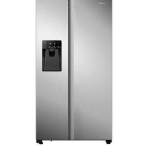 Hisense RS694N4TIE 90cm Wide Side by Side, Non-Plumbed Water and Ice, American Fridge Freezer - Stainless Steel